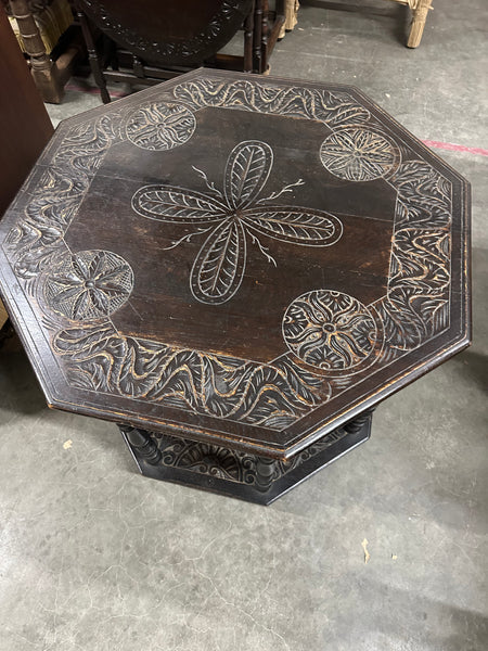 Carved Oak Eight-Leg Center Table