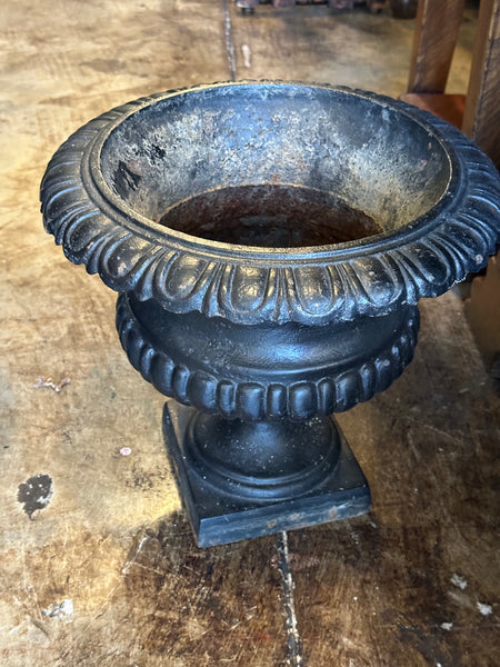 Pair of Black Painted Cast Iron Urns
