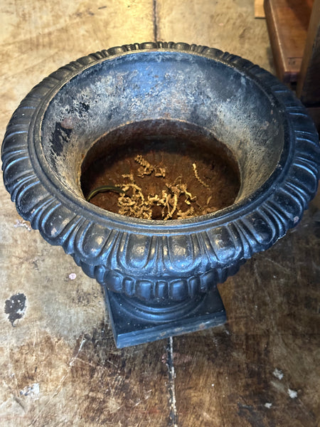 Pair of Black Painted Cast Iron Urns