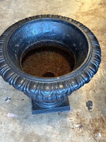 Pair of Black Painted Cast Iron Urns