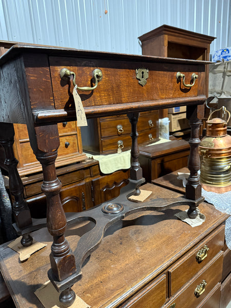 English Oak X-Stretcher Base Side Table