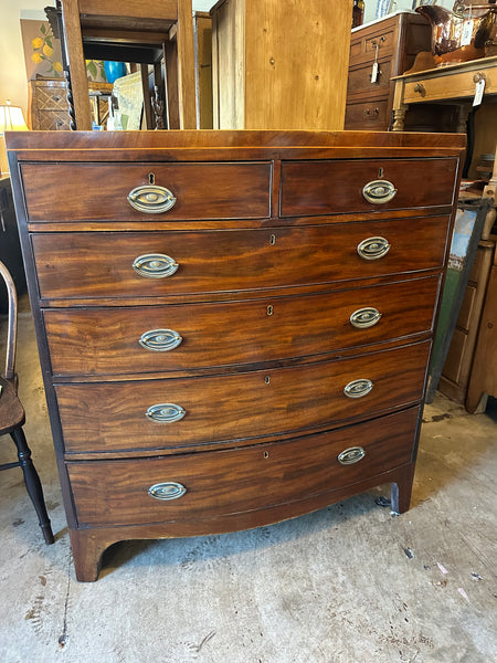 Georgian Inlaid Mahogany Bow Front Caddy Top Chest