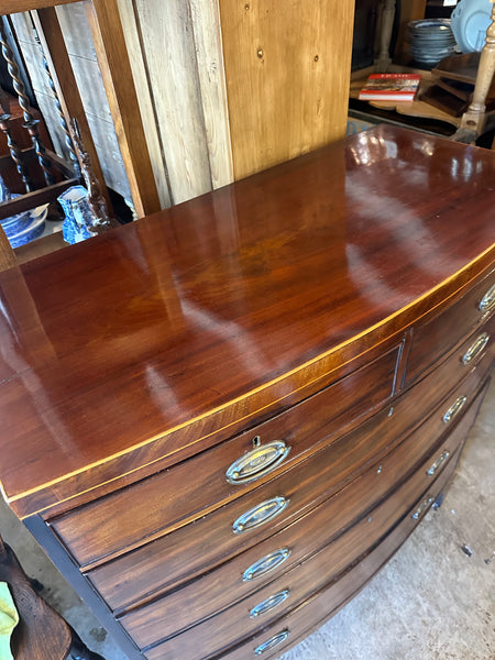 Georgian Inlaid Mahogany Bow Front Caddy Top Chest