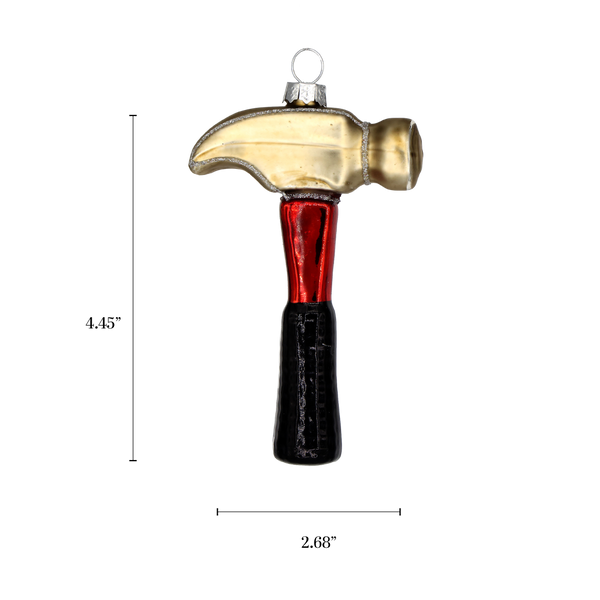 Hammer, Retro Glass Tool Ornament