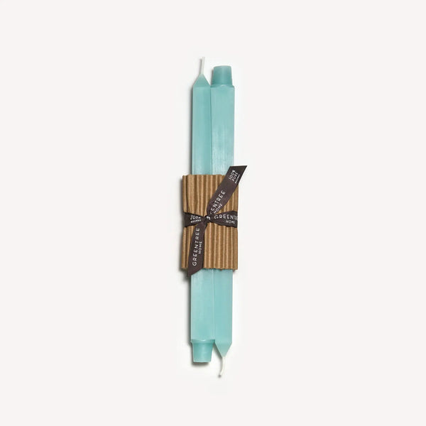 12" Square Taper Handmade Beeswax Candles: Turquoise