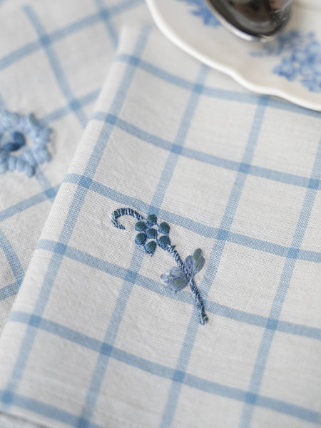 Blue Note Embroidered Napkin Set of 2 - Blue
