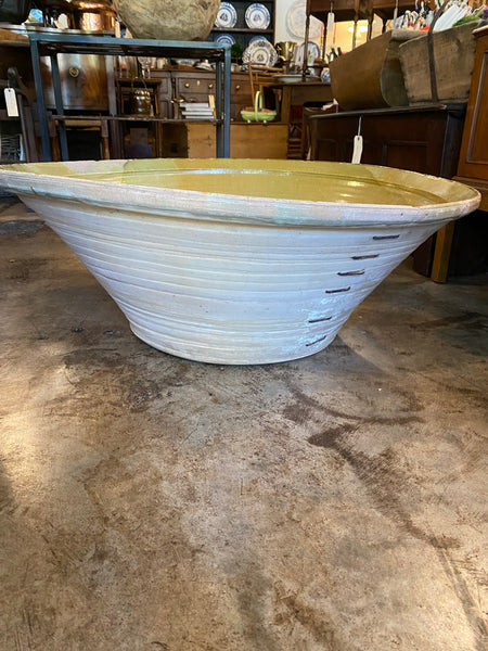 Large Planted Spanish Crock with Exquisite Staple Repair