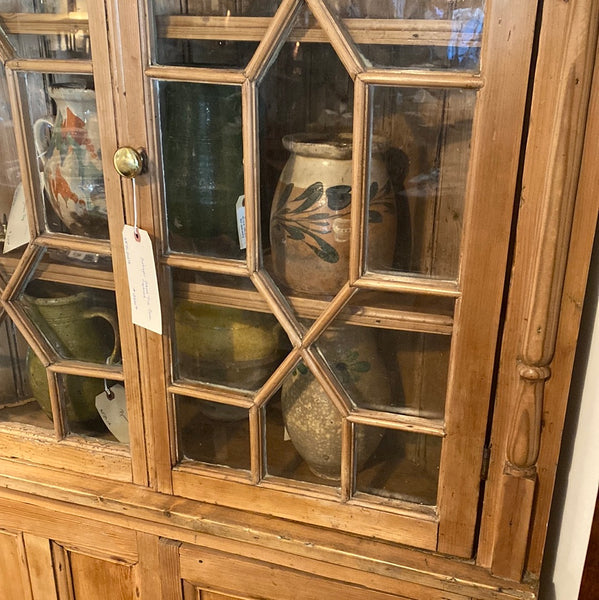 Astragal Glazed Pine Corner Cupboard