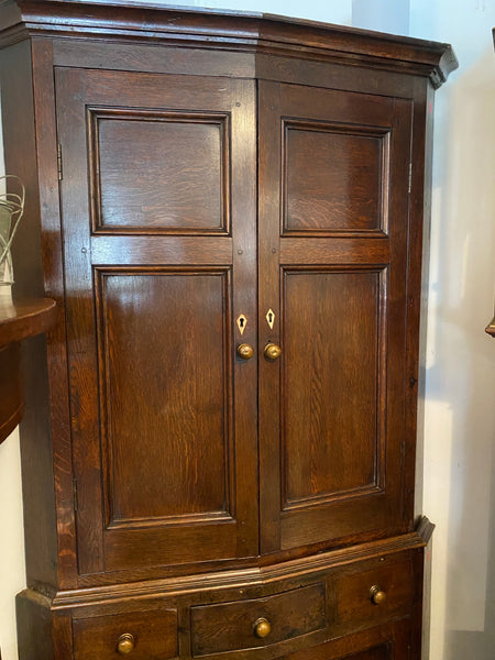 English Oak Corner Cupboard