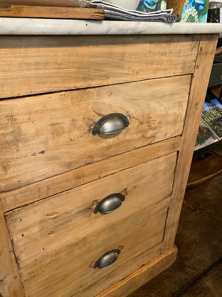 French Poplarwood Chest with Marble Top, Burgundy