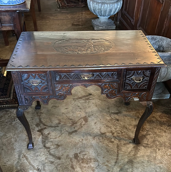 English Carved Oak Low Boy