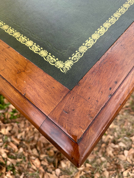 English Mahogany Partners Desk with Leather Top