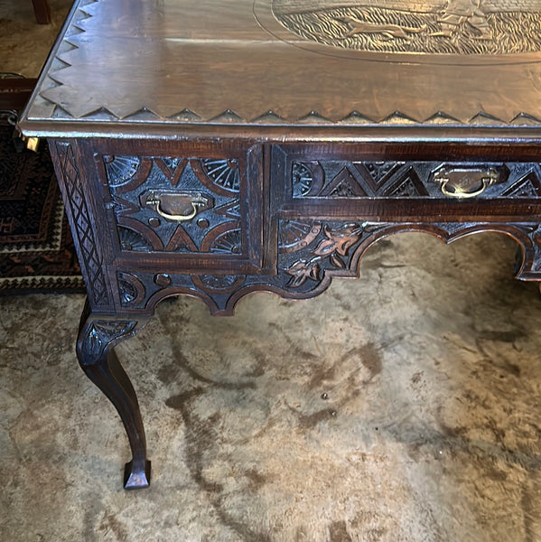 English Carved Oak Low Boy