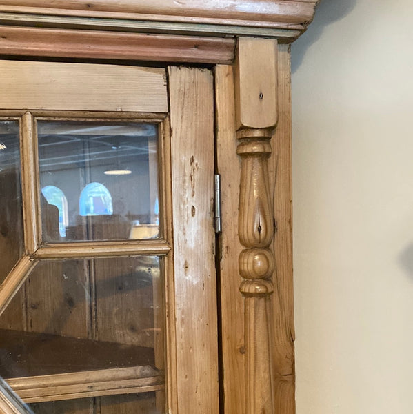 Astragal Glazed Pine Corner Cupboard