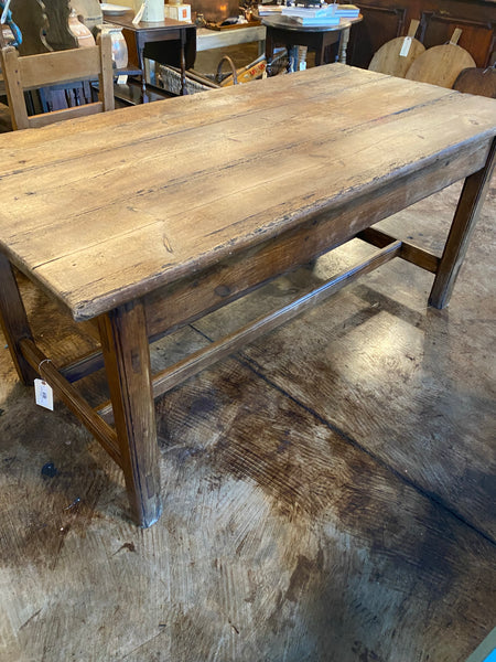 Early Pine Table with Double Stretchered Base