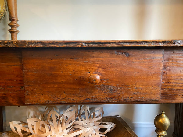 French Scrubbed Pine Farmhouse Side Table