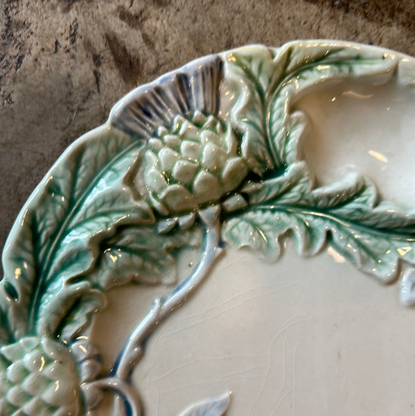 Vintage 1900s Five Lille Artichoke and Asparagus Plate