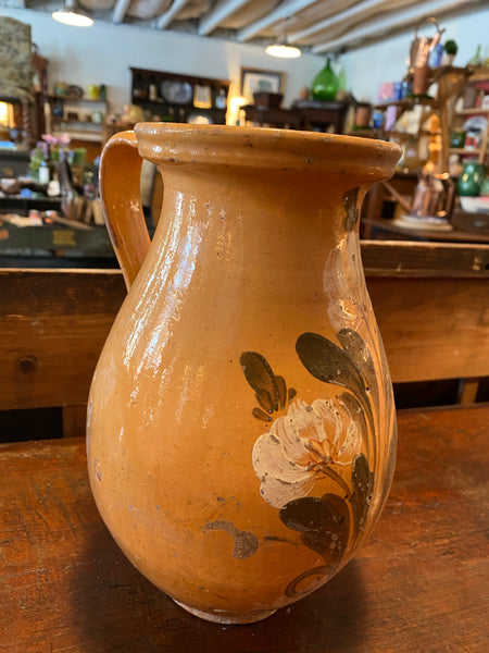 Pyrenees Jug, Orange with White Flowers