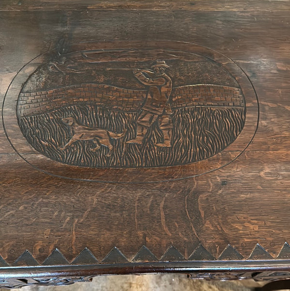 English Carved Oak Low Boy