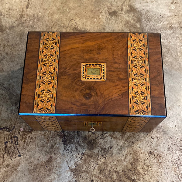 Tunbridge Ware Writing Slope with Brass Inlay